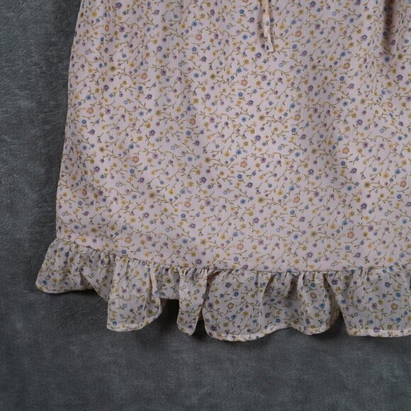 NWOT Forever 21 Cottage Core Chiffon Dusty Rose Pink Floral dress Size Large - Picture 3 of 6